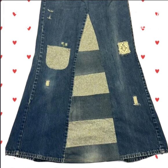 Denim Patchwork Ungaro Maxi Skirt - Picture 4 of 5